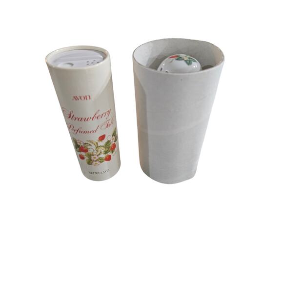 VINTAGE Avon Strawberry Porcelain Sugar Shaker and Talc - Picture 3 of 5